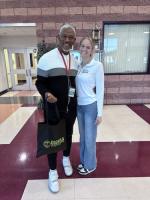 Isabella shown with a teacher.